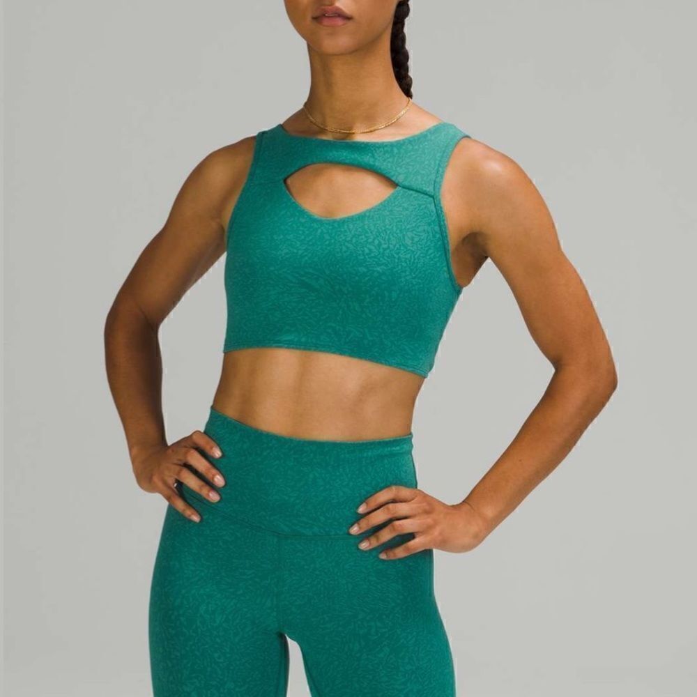 Lululemon Crunch Teal Lagoon Everlux Cut-Out Train Bra *Medium Support, B/C Cups